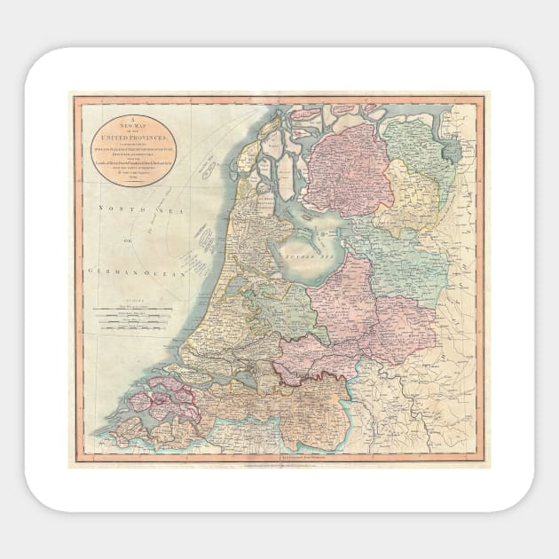 Vintage Map of the Netherlands (1799) Sticker by Bravuramedia